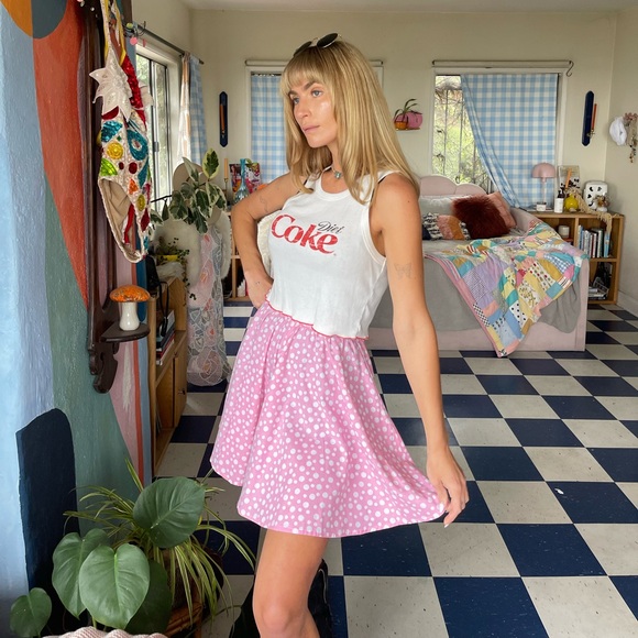Vintage Pink Polka Dot Mini Skirt - Picture 5 of 10
